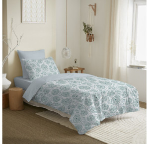 Pack Complet Housse de couette  Imprimé 140 x 200 cm - Drap housse 90 x 190 cm - 100% Coton 57 Fils