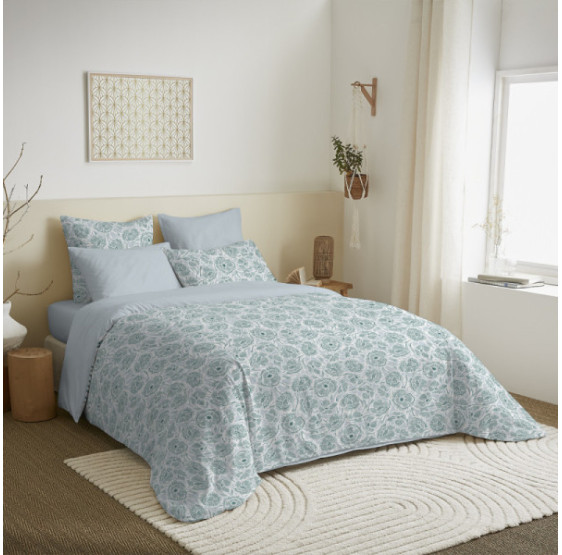 Pack Complet Housse de couette Imprimé 220 x 240 cm - Drap housse 140 x 190 cm - 100% Coton 57 Fils