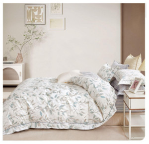 Parure de Couette Imprimé Double Face + 2 Taies d'oreiller 65x65 cm  - 100% Percale Pur Coton