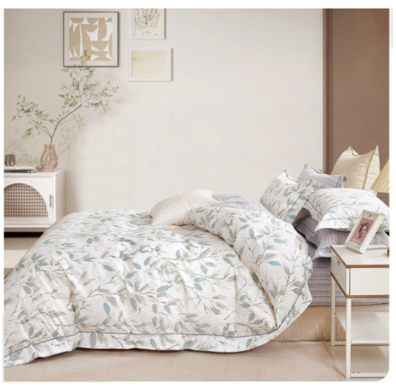 Parure de Couette Imprimé Double Face + 2 Taies d'oreiller 65x65 cm  - 100% Percale Pur Coton